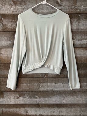 Senita Athletics Twist-Front Long Sleeve Top in Sage